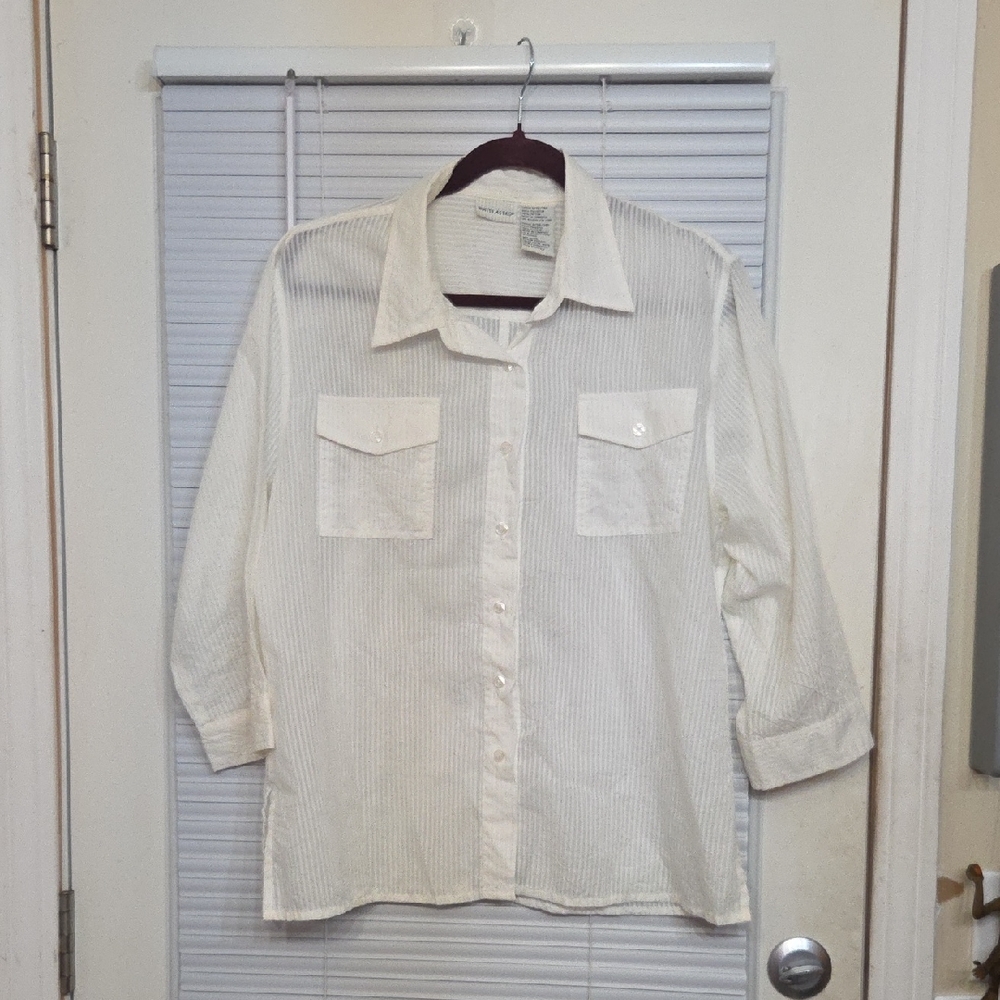 White Stag Arctic White Sheer Striped Blouse